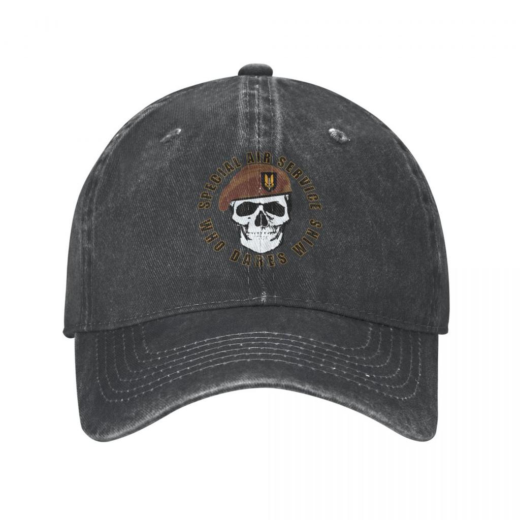 Vintage SAS Skull Special Air Service Baseball Caps Men Distressed Denim Sun Cap British Army Special Forces Hat