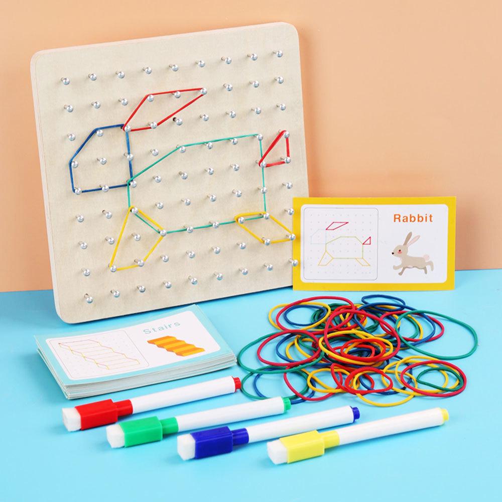 Creative Wooden Shape-Matching Nail Board: Early Education Logic & Art Toy for Kids.