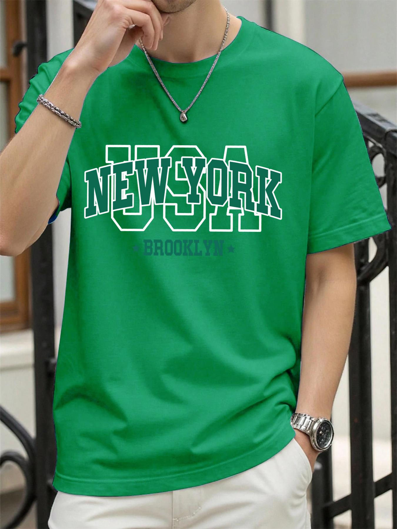

Usa New York Brookl Yn Print Mens T Shirts Hip Hop AllMatch Tops Casual Cotton Vintage Clothes Male Loose Crewneck Streetwear 4XL