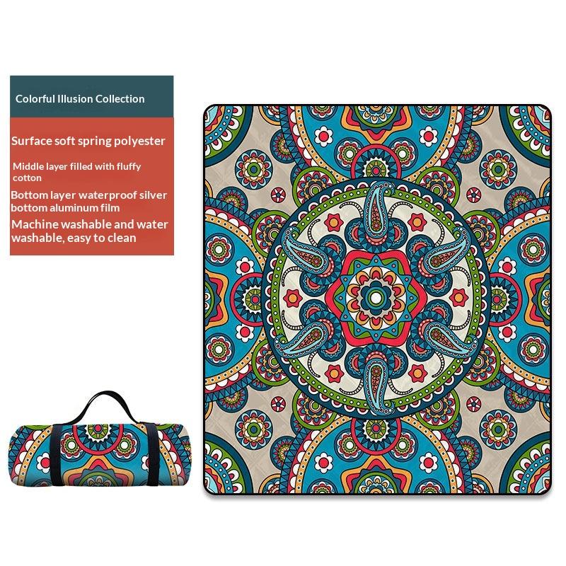 Thickened Soft Lightweight Durable Foldable Eco-friendly Picnic Mat Spring Yarn + 80% Cotton + Oxford Cloth Camping 70CM*100CM-200g