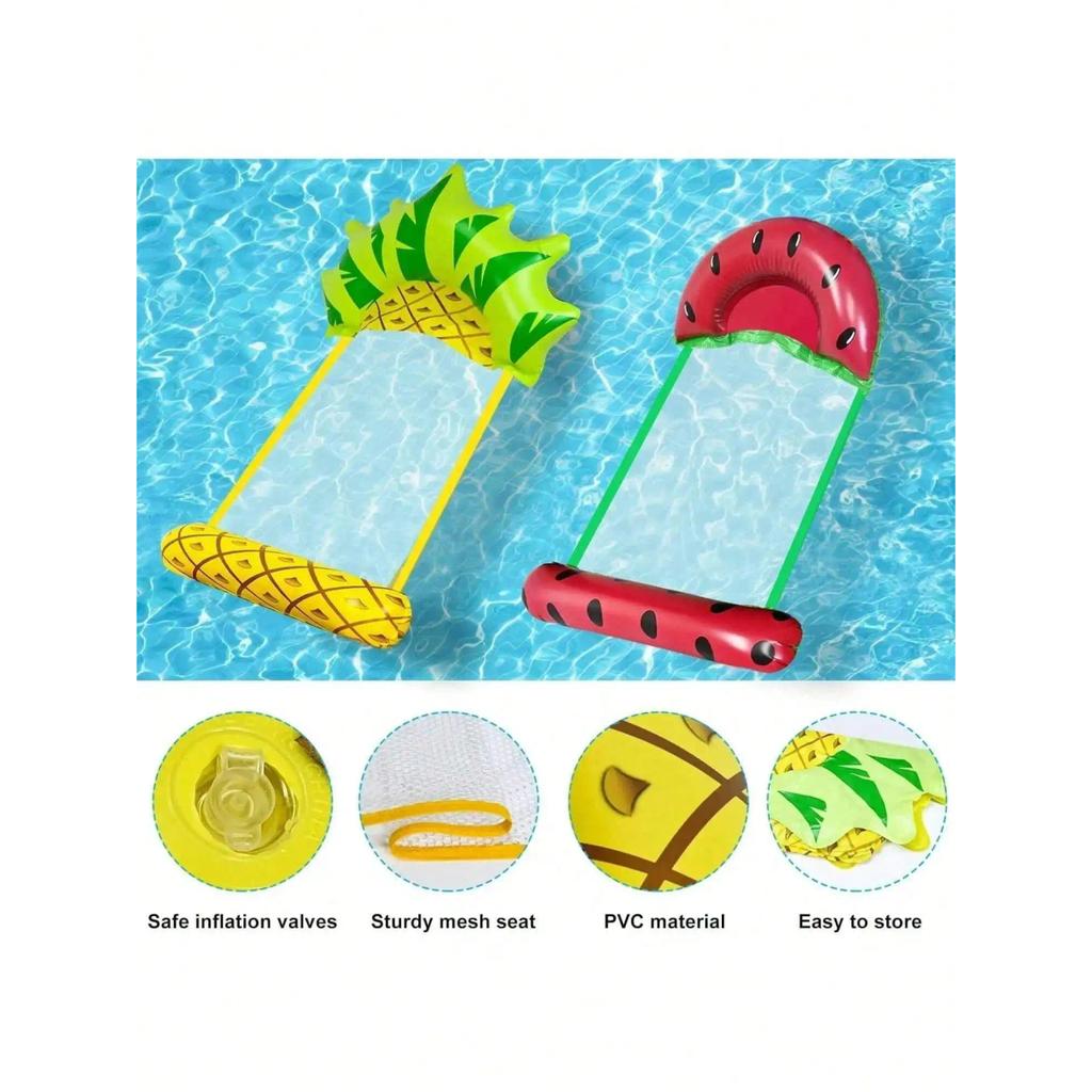 Foldable Fruits Floating Water Hammock Lounger Water Toys Inflatable Floating Bed Chair Summer Swimming Pool Water Hammock Bed