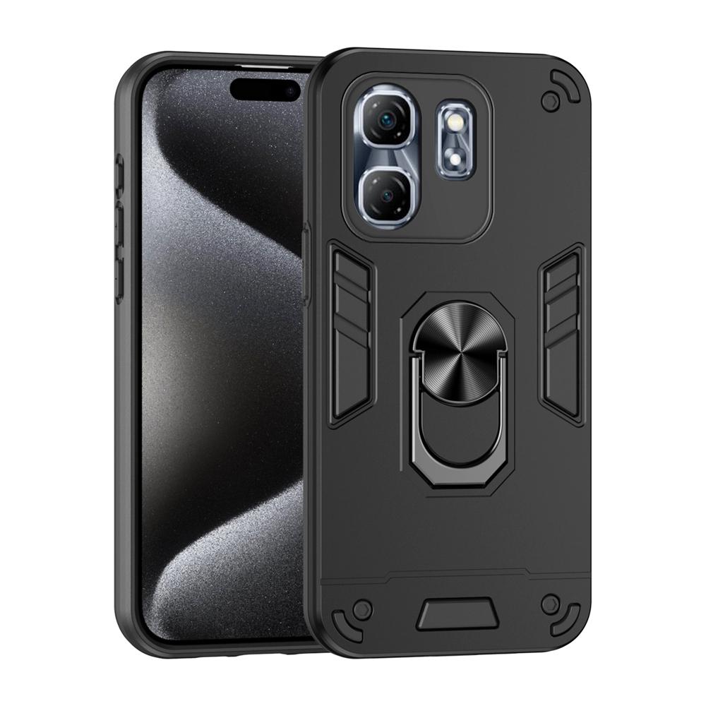 

KEYSION Противоударный чехол для Infinix Hot 50i Силикон+ПК Защитное кольцо для камеры Подставка Задняя крышка для телефона для Infinix Smart 9 9 HD for Smart 9 чёрный