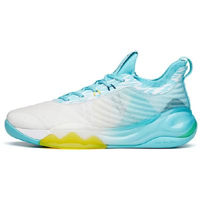 KT6 KT Low Cushioning Anti-Slip And Wear-Resistant Mid-Top Performance Basketball Shoes White Blue Yellow Sneakers 112131102-1
