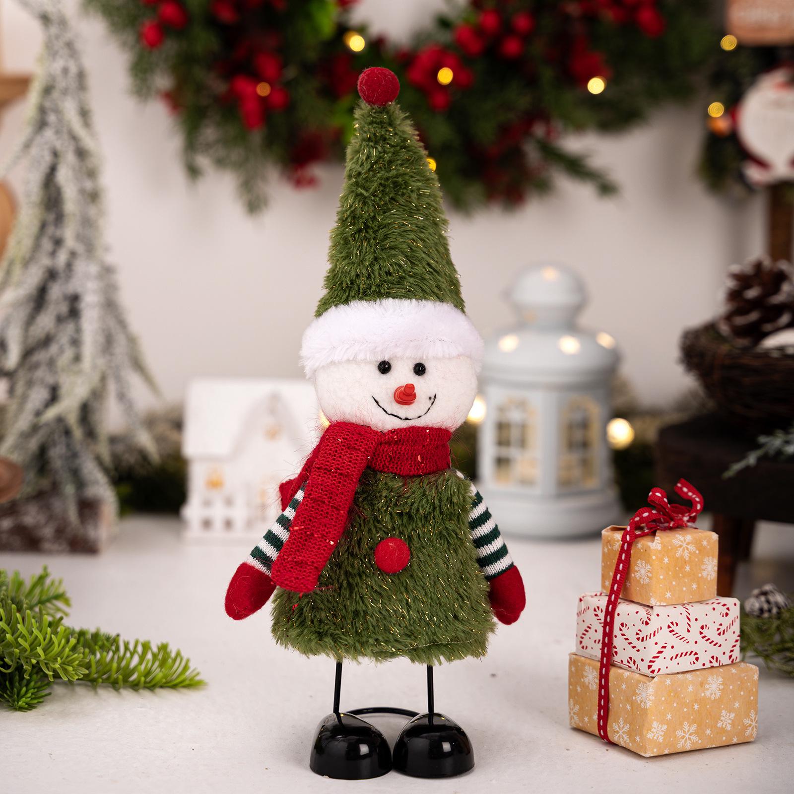 Christmas Spring-Leg Snowman & Santa Ornament Set