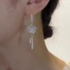 Zirconia Flower Drop Earrings with Dangle Design for Women Elegant Floral Jewelry Accessories for Daily Wear or Special Occasions