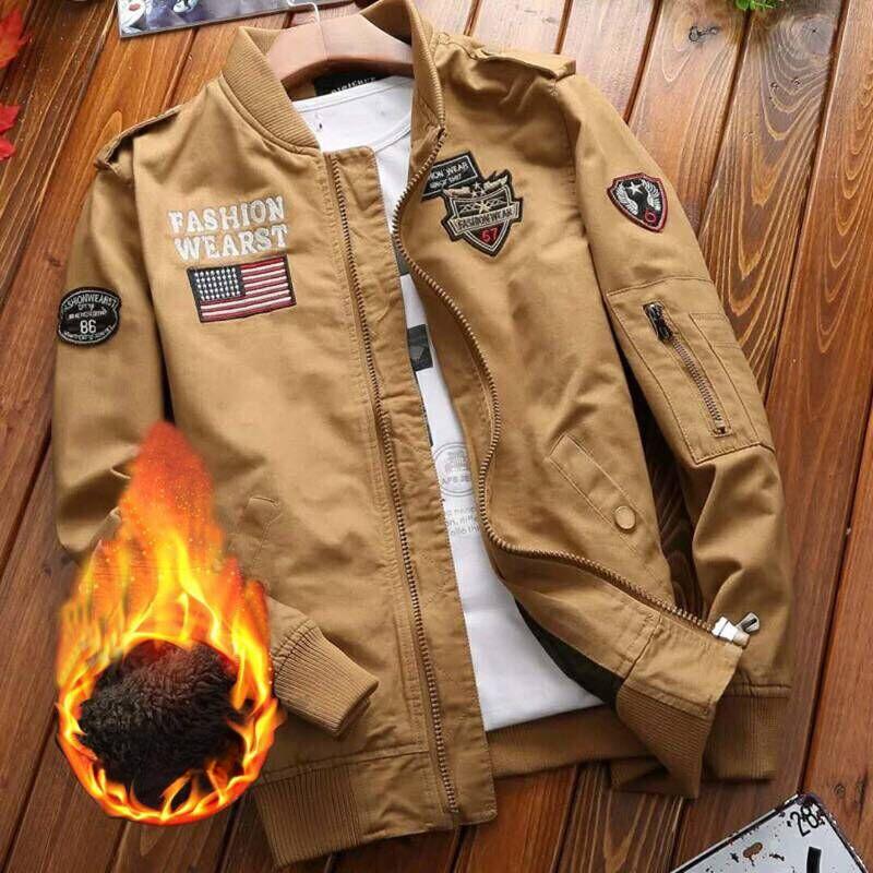 Autumn Pilot Military Uniform Jacket Men's Tooling Youth Cotton Outdoor Casual Coat Baseball Uniform Loose Velvet.