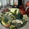 Luxury Tropical Botanical  Pattern Round Shape Floor Mats Kitchen Hallway Runner Rug Bedroom Living Room Soft Carpet Non-slip Area Rug