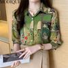 MODIQUE Frühling Sommer Plus Größe Frauen Lose Elegante Baumwolle Seide Blumen Druck Bluse Shirts Dame Mode Oversize V-ausschnitt Langarm mäntel