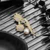 Diamond Temperament Tulip Pearl Brooch, Light Luxury High-End Coat Corsage Suit Pin Women