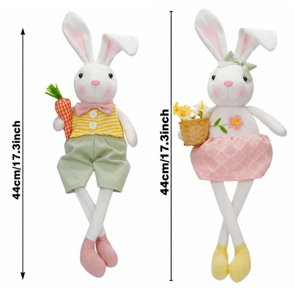 Carrot Flower Basket Easter Rabbit Decoration Adjustable Long Legged Rabbit Doll Office Desk