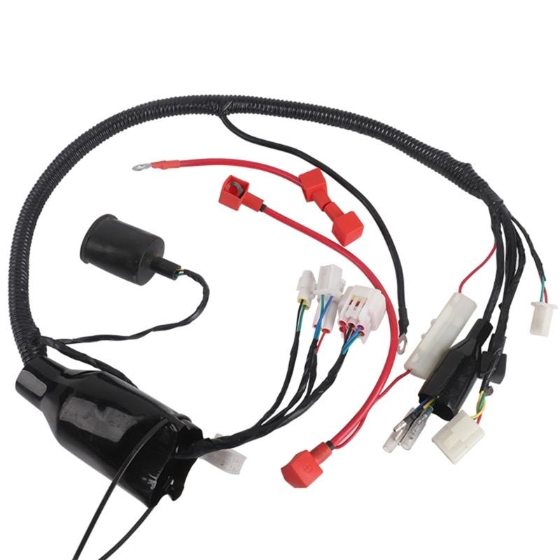 Full Motorcycle Wire Harness Set, Wiring Assembly with Branch Leads, Terminal Ends, and Outer Sleeving for Kayo T2 Electrical Repair and Service Jobs