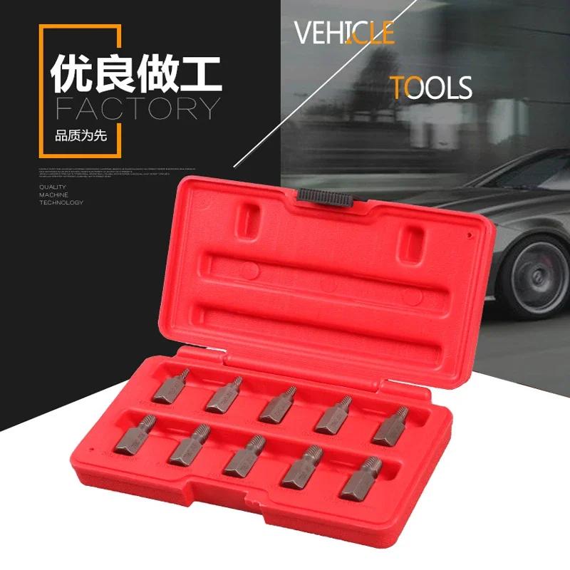 10-teiliger Bolzenausdreher, Werkzeug zum Entfernen abgebrochener Schrauben und Muttern, Mehrfachverzahnung, Entfernung abgebrochener Bolzen, Gleitzahn, Sechskantkopf