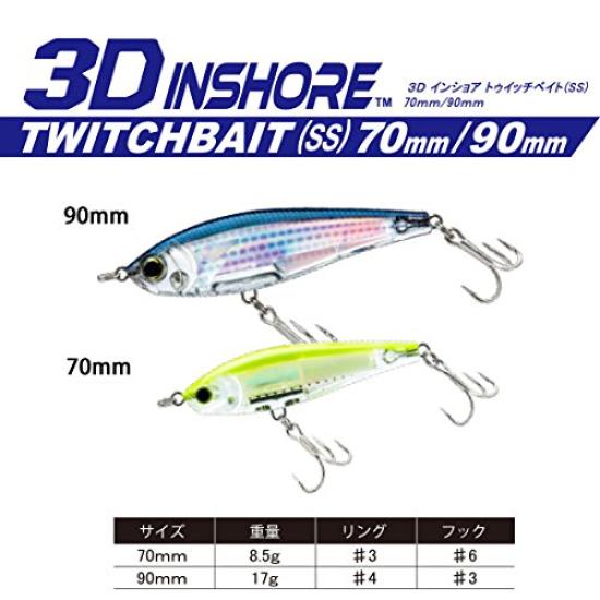 Saltwater 3D Inshore Twitch Bait 70mm HMT YO-ZURI (SS) Weight 8.5g R1207-HMT-Mullet