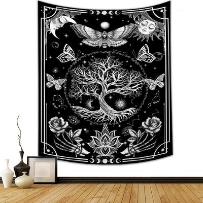 Skull Mushroom Halloween Tapestry Wall Hanging Witchcraft   Hippie  Rug Dorm Decor Psychedelic