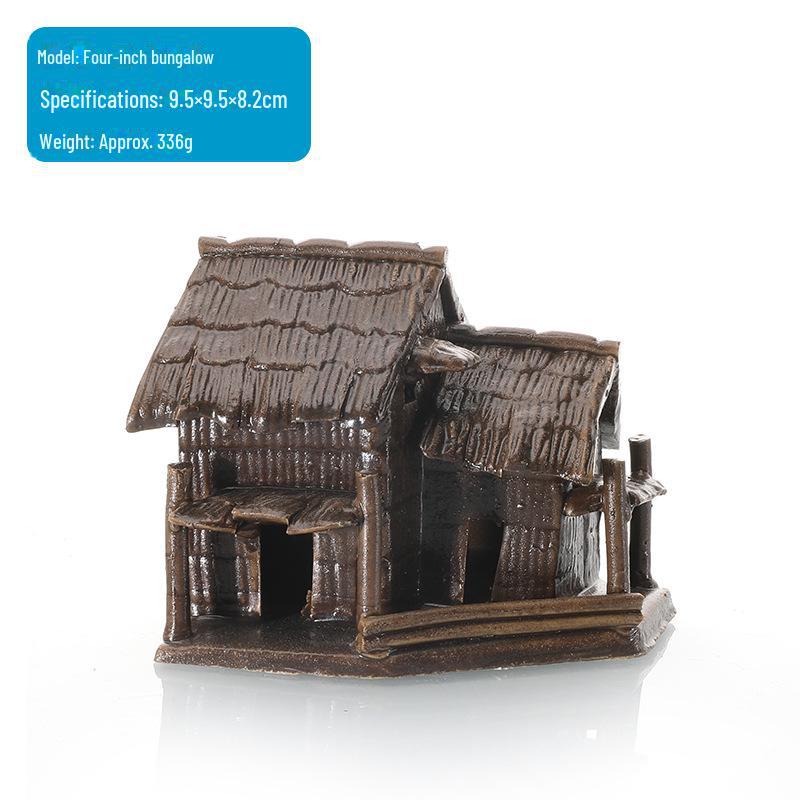 Ceramic Fish Tank Decoration: Water-Absorbing Stone Ornament for Aquariums, Gardens, and Bonsai – Thatched and Bamboo Houses.