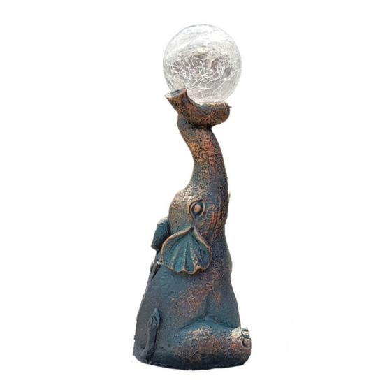 Yousheng Solar Elephant Lamp Garden Elephant Statue with LED Light Outdoor Elephant Figurine with Lighted Ball for Courtyard Patio Balcony Decor