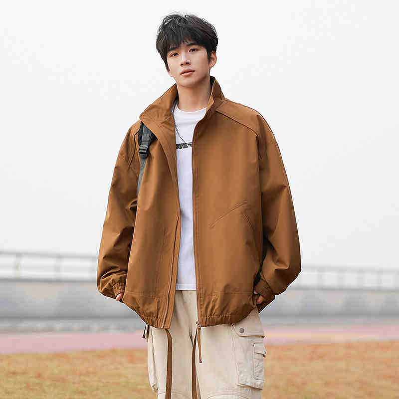 American Jacket Jacket for Men's Spring and Autumn New Loose Stand Collar Workwear Casual Jacket Jacket