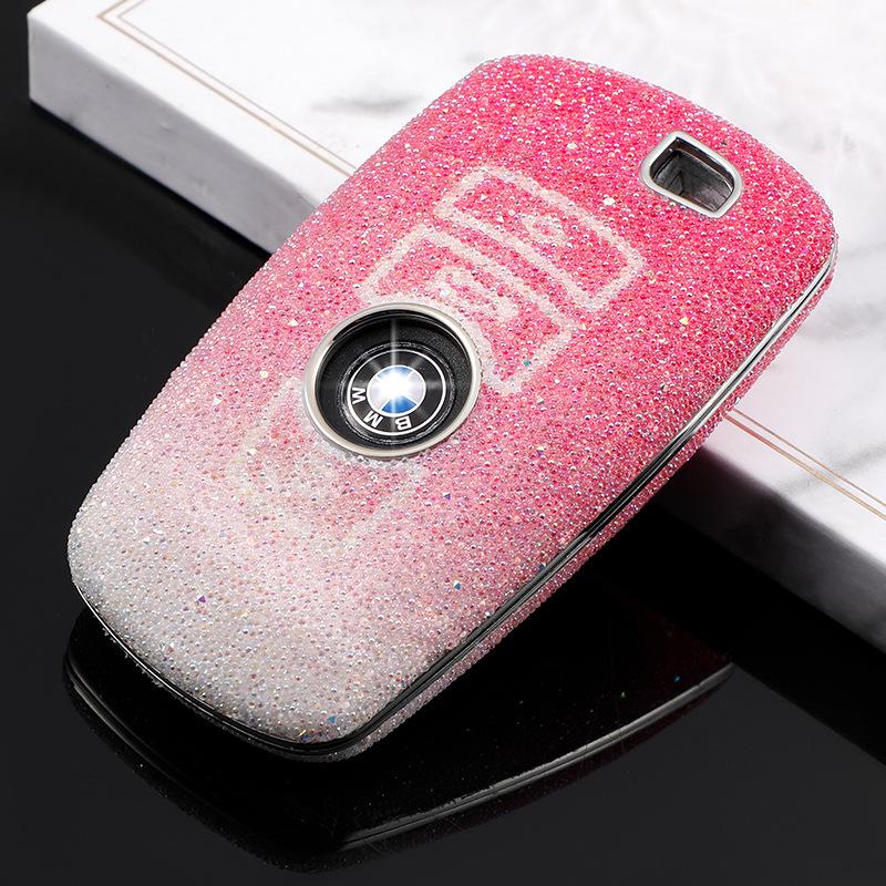 Couvre-clé strass pour BMW Série 3, 5, 7/730li GTX1 Coque de clé Boucle
