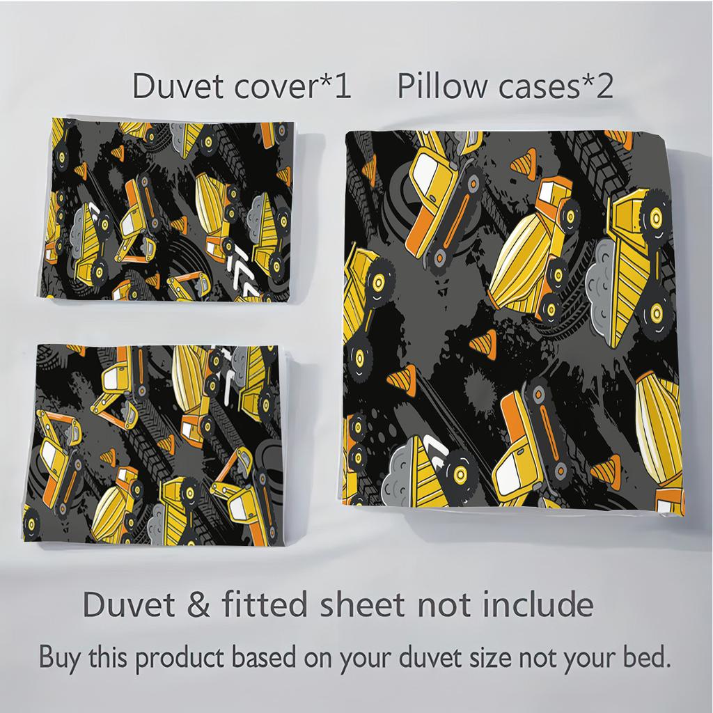 Manufacturer Bed Three-Piece Set Cartoon Construction Vehicle Children And Boys Quilt Cover Pillowcase Quilt Cover Bedding 3-Piece Set