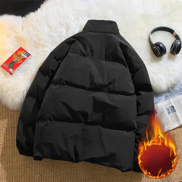 

T Женская осенняя модная корейская зимняя утепленная куртка с воротником-стойкой, однотонная хлопковая стеганая куртка, молодежные повседневные парки S чёрный