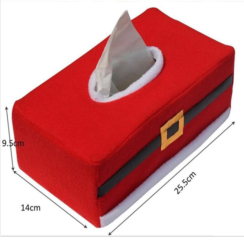 Christmas Supplies Red Belt Buckle Tissue Cover, Holiday Napkins Set Table Christmas Decoration, Household Restaurant Atmosphere Artifact