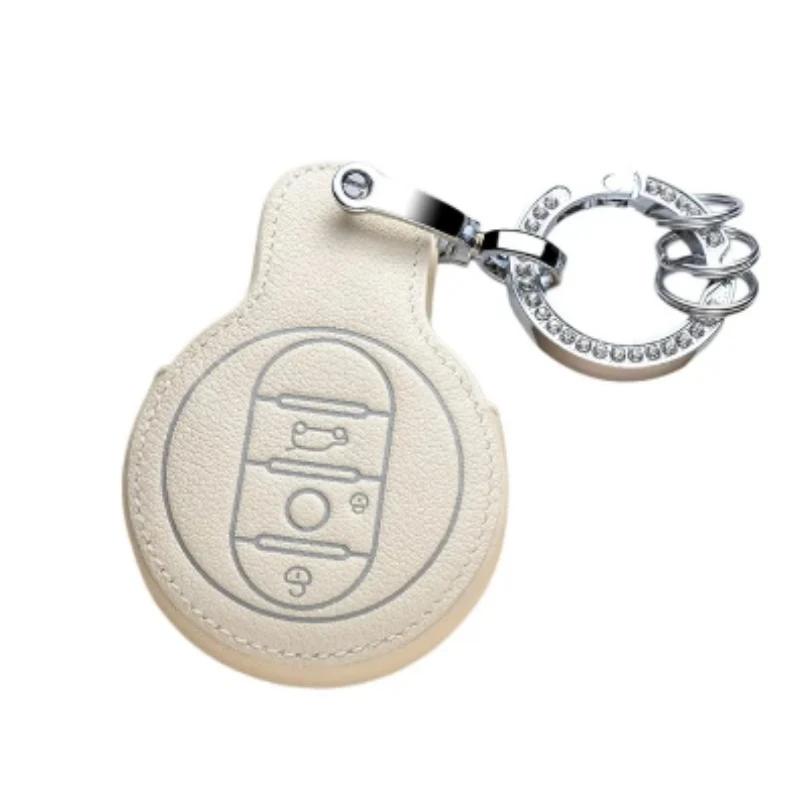 

Leather Key Fob Cover With Keychain Lanyard For Bmw Mini Cooper S One Jcw F54 F55 F56 F57 F60 Clubman Countryman For Mini