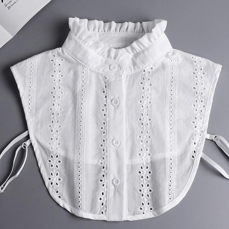 High-End Women s Jacquard Ruffle Cotton Detachable Collar белый