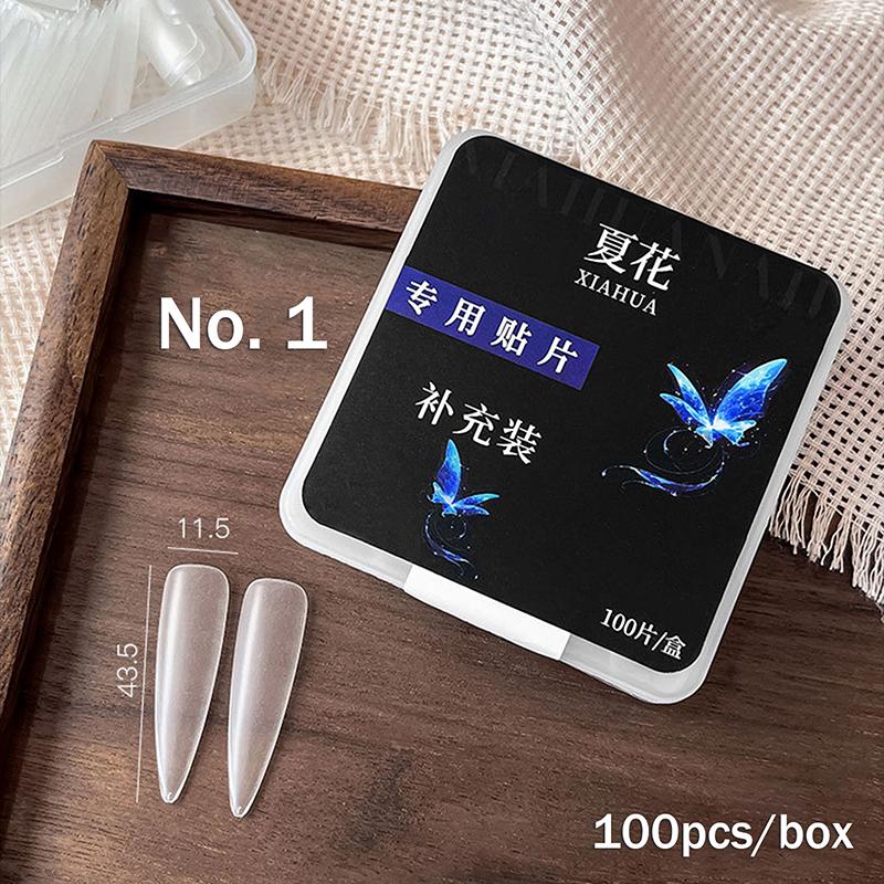 100PCS Full Cover Frosted False Long Stiletto Nail Tips Sculpted Clear Press On Artificial Fake Nails Manicure Salon Supply