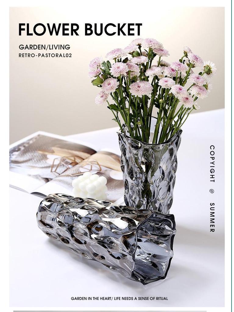 Bohemian Modern Clear Glass Vase for Home Decoration and Hydroponic Flower Arrangements in Living Room