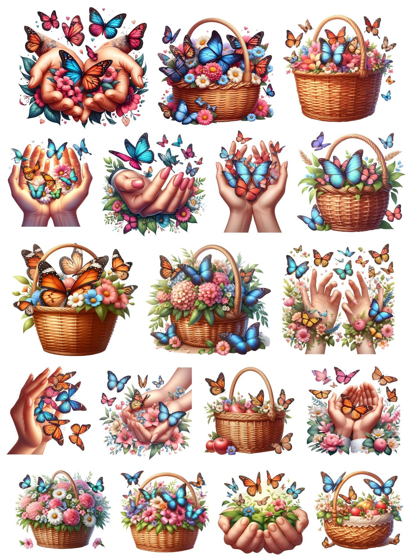 

1 Set Sweet Flower Basket in Hand Stickers Hand Account Cute Diy Album Character stationery journal supplies stickers kawaii білий
