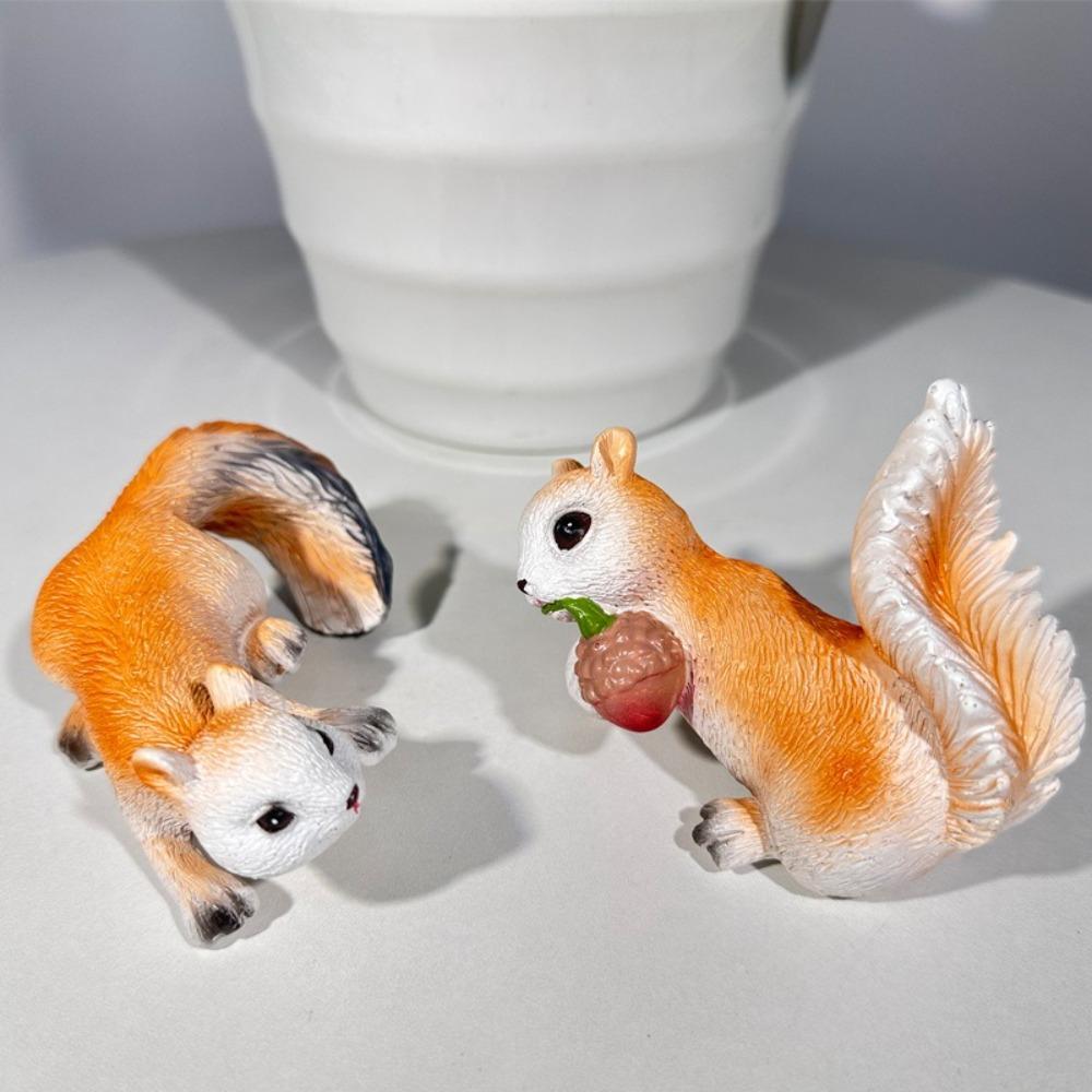 2Pcs Cute Squirrel Basin Hanging Ornament Fence Flower Pot Desktop Ornament New Statue Decorative