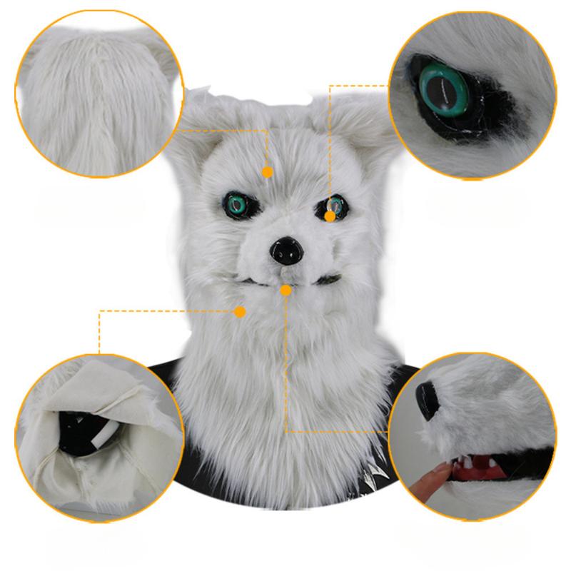 Open Mouthed Parody Wolf Head Mask Cute Animal Headpiece Funny Performance Prop Costume Party Halloween 1PCS