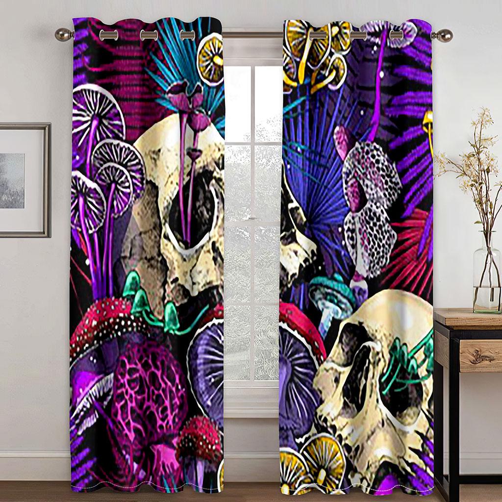 

3D Symphony Mushroom Print Polyester Sunshade Digital Print Printing Custom Thin Window Curtains Living Space Bedroom Space Home Decor 2 Panels 100W130H(CM)40x51in&Grommet Top