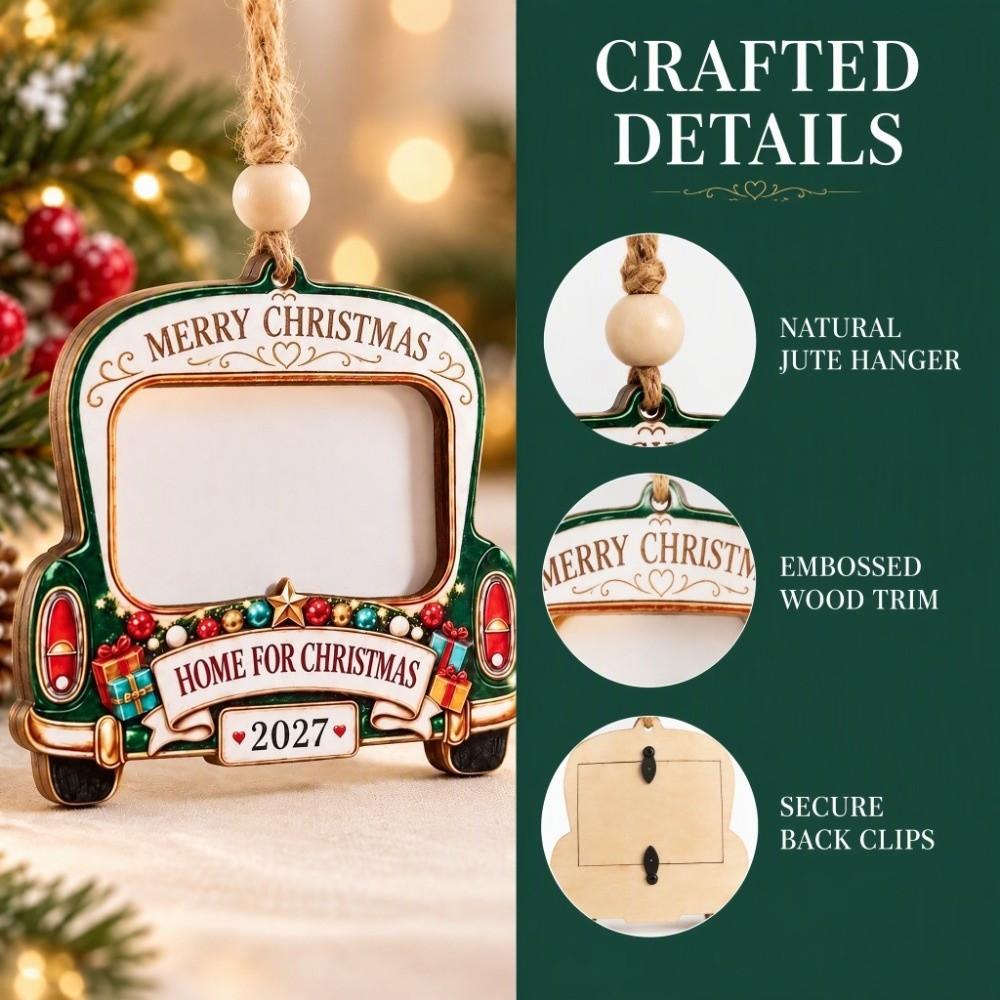 Snowman Christmas Photo Frame Wooden Xmas Tree Hanging Decor Christmas Ornament