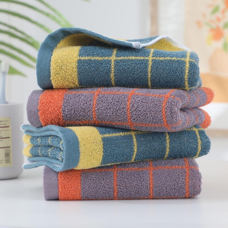 Checkerboard Cotton Bath Towel for Face and Body, Suitable for Household Use, Gentle and Soft, Absorbs Water Well, Gift Towel