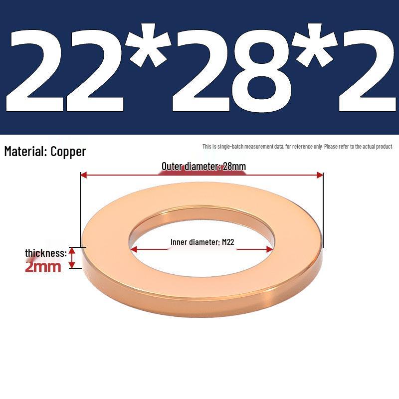 Pure Red Copper Gasket Sealing Ring for Marine Instruments, Metal Flat Washer M3-M60mm