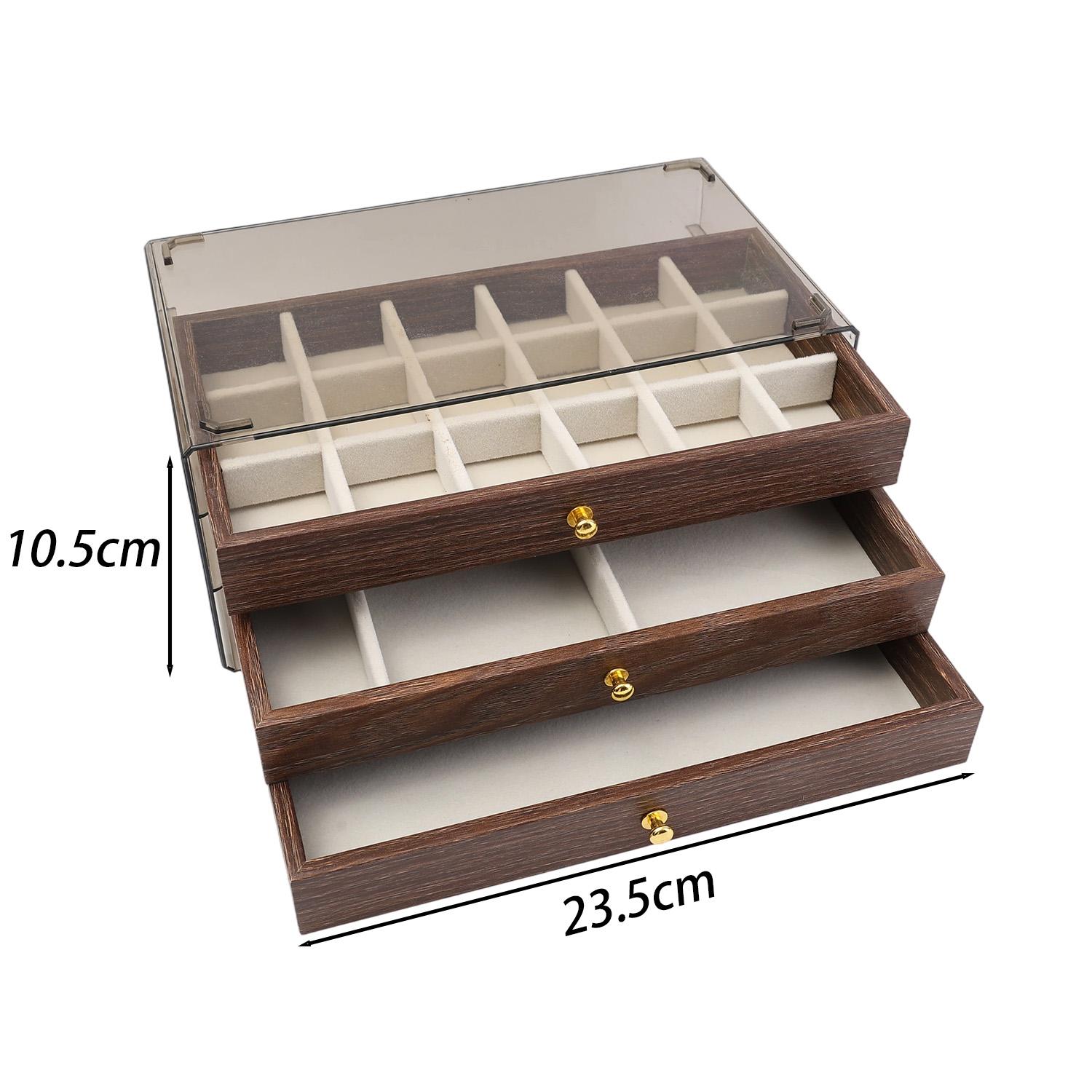 Multi-Layer Jewelry Box with Organizer Rectangular Tabletop Display Case for Earrings Bracelets Necklaces & Rings Jewelry Boxes