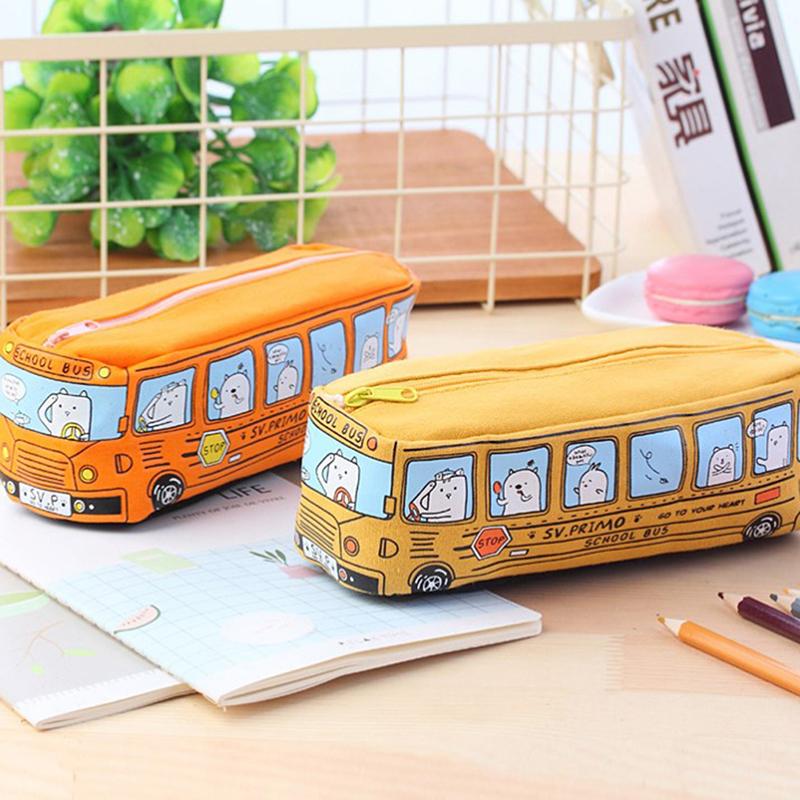 Roztomilý autobusový penál plátěný stacionární box velkokapacitní taška na pera penály