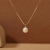 Gold Plated Box Chain Freshwater Pearl Pendant Necklace – Dainty Minimalist Jewelry, Elegance Gift for Women