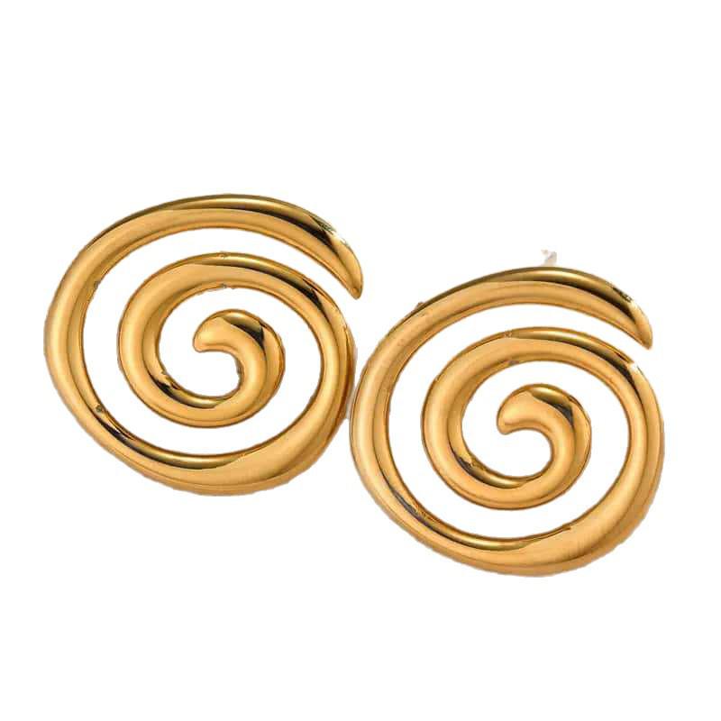 Retro High-End Copper Swirl Earrings: Versatile Electroplated Ear Ornaments with Unique Charm for Women
