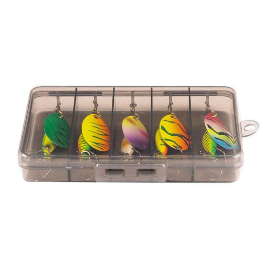 5Pcs 7.5CM/9G Fishing Lure with Metal Spinner Blade Hook Rotating Sequin Spoon Spinnerbait Bionic Bait Bass Pike Walleye Fishing Accessories