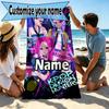 Custom Name Personalized KPop Demon Hunters Print Beach Towel, for Trip Camping Beach Party Home Decor, Birthday Gift for Family & Friends
