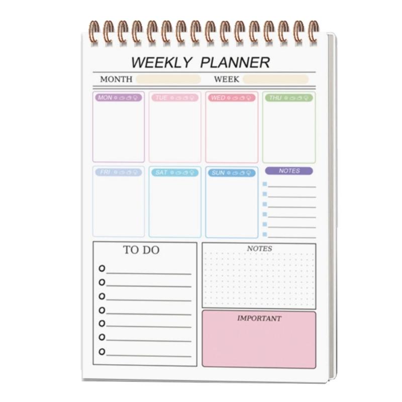 Weekly Planning Pad Featuring Check Off Section Coil Bound Pages And Portable Waterproof Cover For Efficient Scheduling