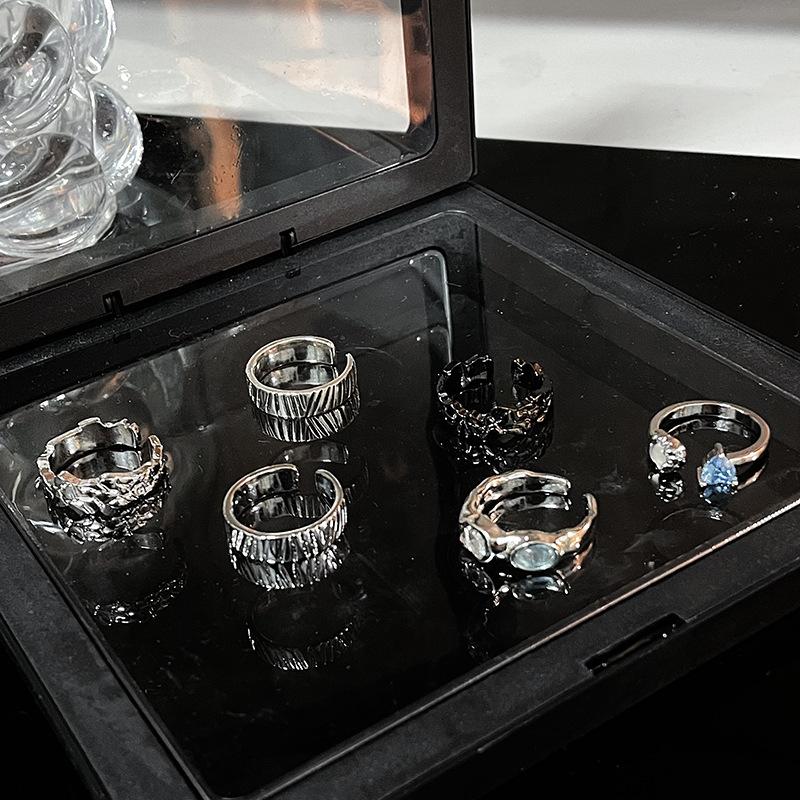 Niche Design Sense Dark Wind Personality Open Ring French Stacking High-End Index Finger Ring Female Punk Jewelry