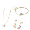 Women Versatile Butterfly 4 Piece Jewelry Set With Earrings Bracelet Necklace And Pendant Fashion Accessories Gift