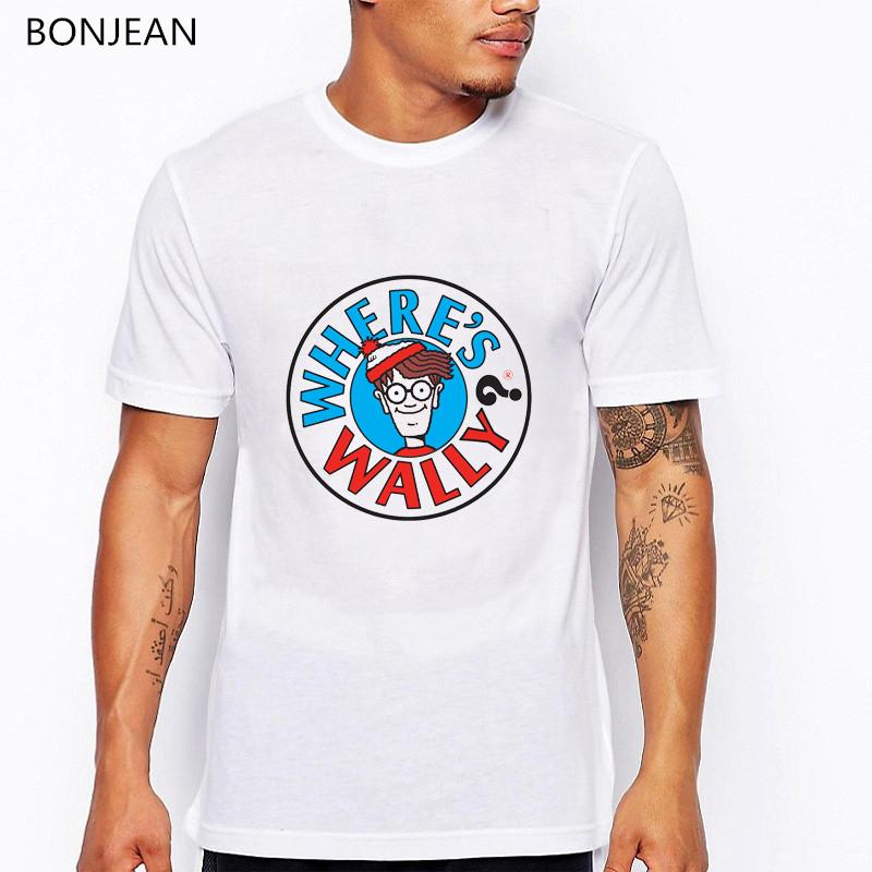 Wheres Wally Stop Stalking Me Funny Comedy t shirt men halloween cartoon printed tshirt homme harajuku shirt white tshirt