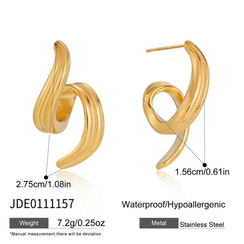 Youthway Minimalist Spiral Stud Earrings For Women 18K Gold Plated Stainless Steel Earrings Simple Fashion Jewelry Gift