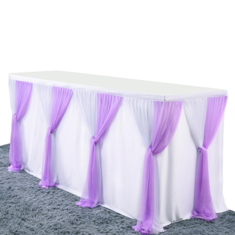 Stretch Yarn Cross-striped Table  Skirt Rectangular Table Round Table Skirt Wedding Party Decoration