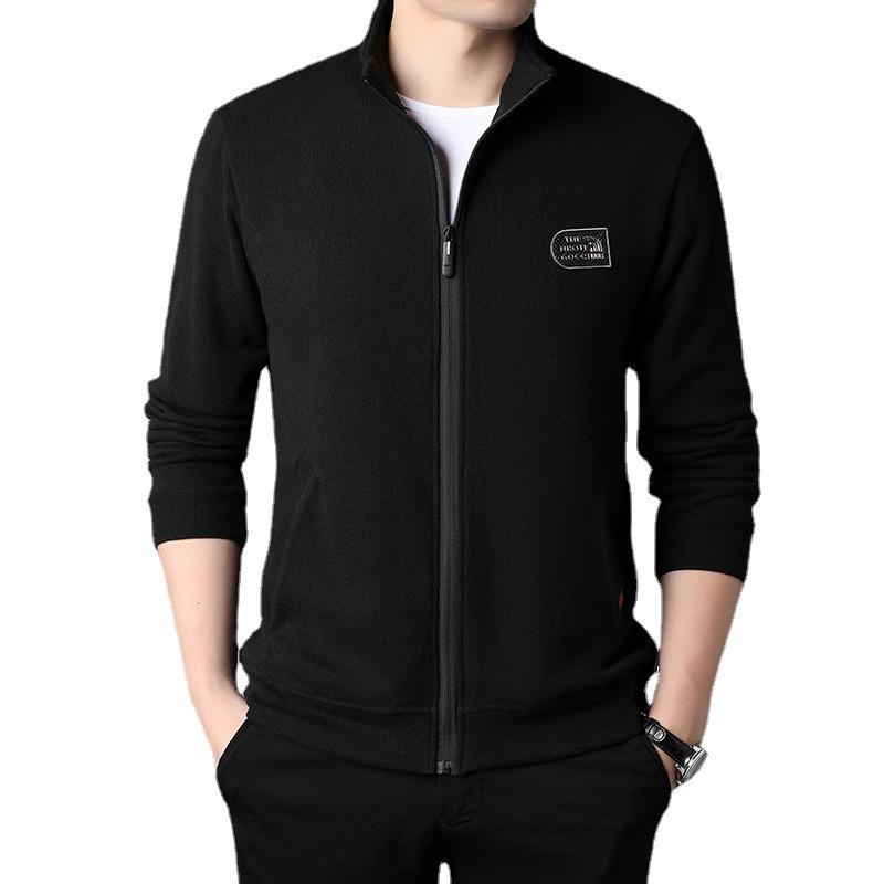 Herbst Neue Herren Casual Strickjacke Mode Lose Einfarbig Stehkragen Reißverschluss Herren Sport Mantel