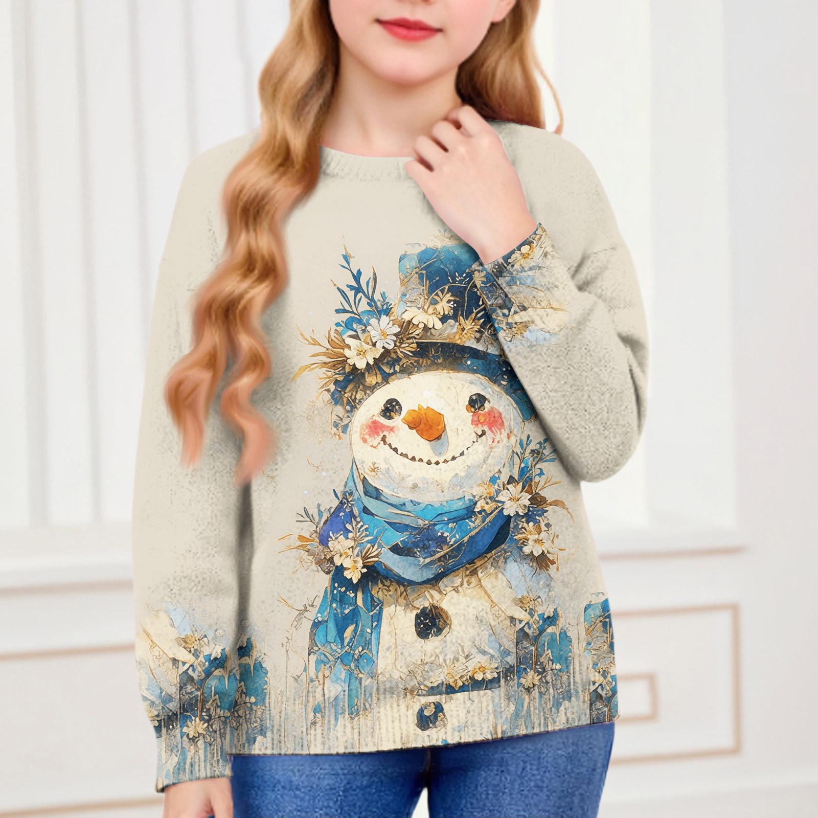 

Рождественские свитшоты для детей мальчиков и девочек вязаный свитер милая рубашка осенний пуловер с круглым вырезом топы 90 бежевый